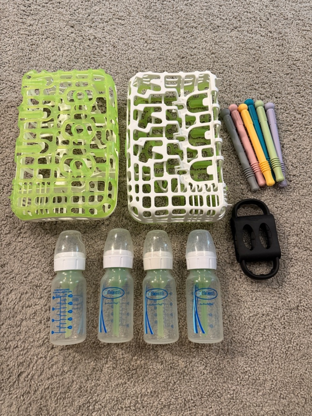 Dr. Brown's Baby Bottles Bundle with Green and White Accessories
